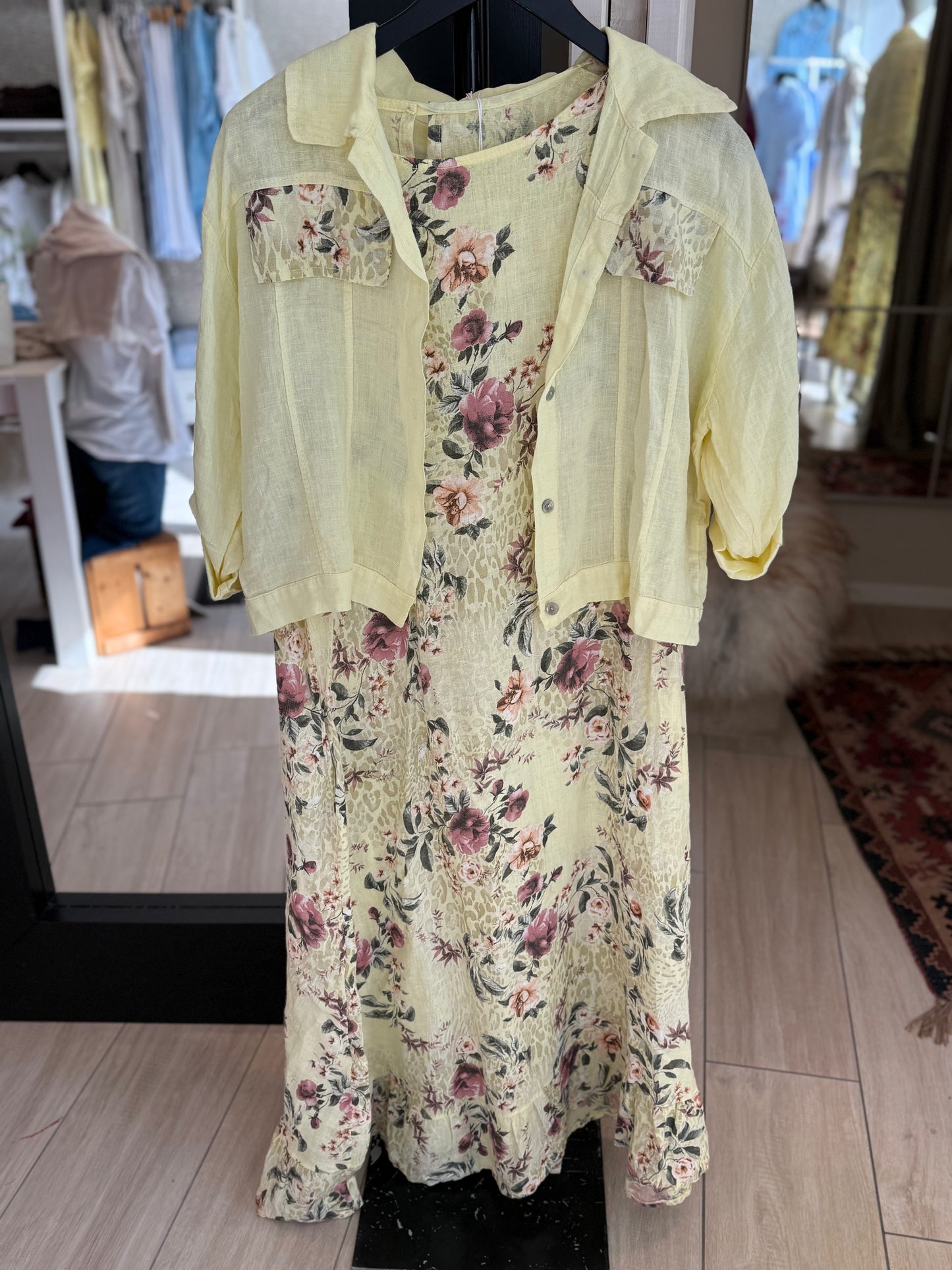 Yello flower lin sett dress