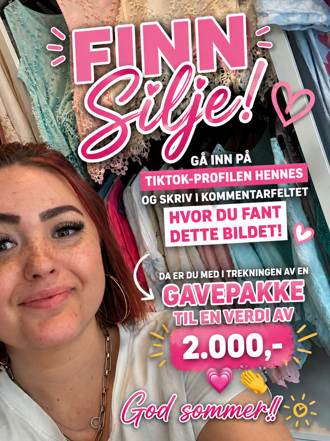 Finn silje- skriv i video på TikTok profilen hvor du fant meg 👏 så er du med i trekning av gavepakke verdi 2000,-