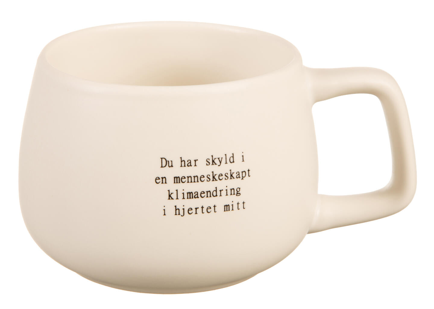 Krus hvit m/sort Klimaendring Tjomlid 300ml 200g D:8 H:6,8cm