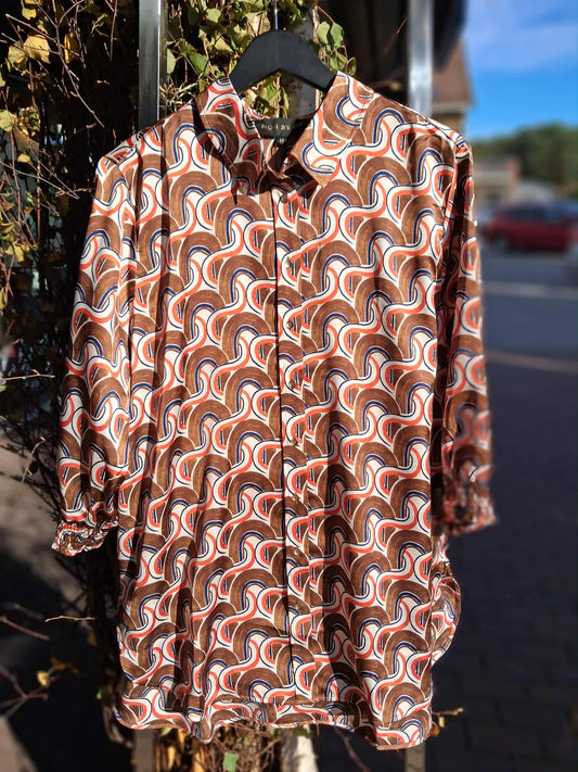 No.1 by Ox Blouse brun/orange mønster