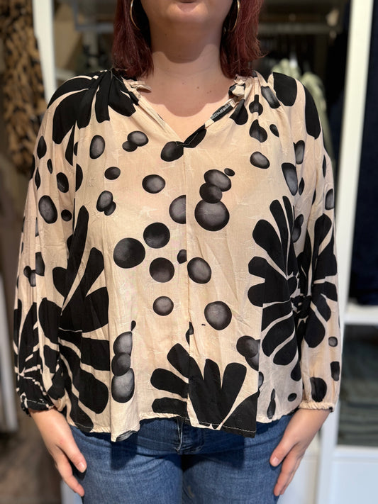 Black flower blouse