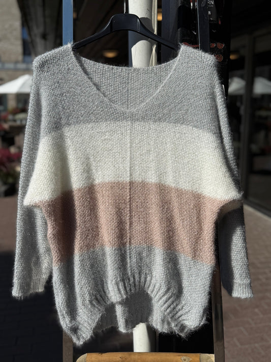 Stripe knit - lys grå