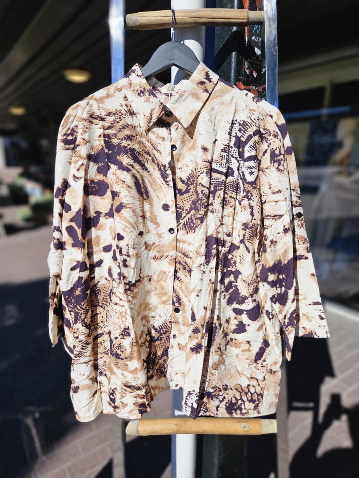 O.P.L Fashion Blouse creme/beige/sort
