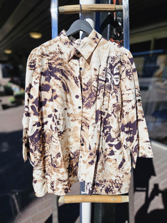 O.P.L Fashion Blouse creme/beige/sort
