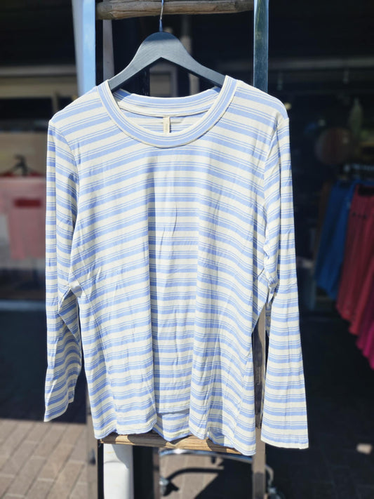 Casseiopeia sisane bluse, lyse blå og beige stripete