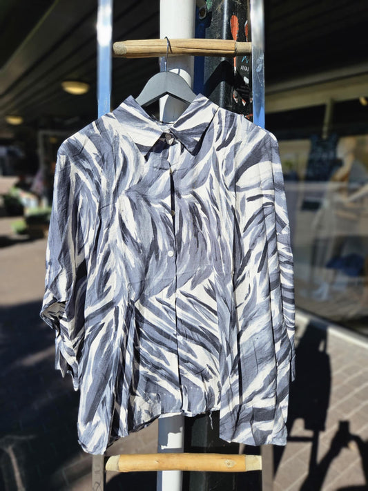 O.P.L Fashion Blouse creme/grå/sort