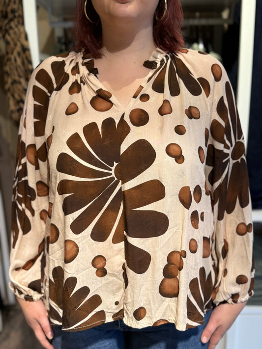 Brown flower blouse