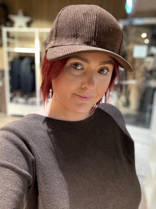 Caps cord fløyet brun