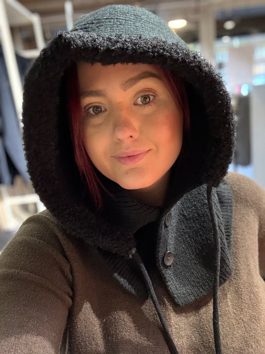 Balaclava sort- m/knapper