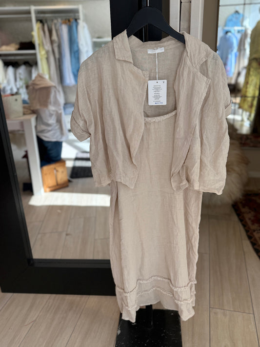 Lin sett - beige kjole
