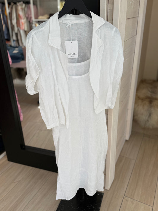 Summer white lin sett