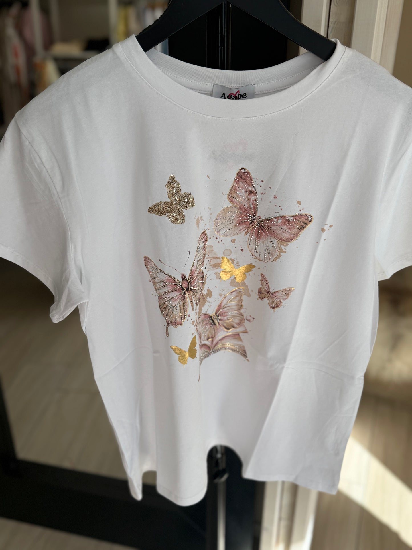 T-shirt- Butterfly pink