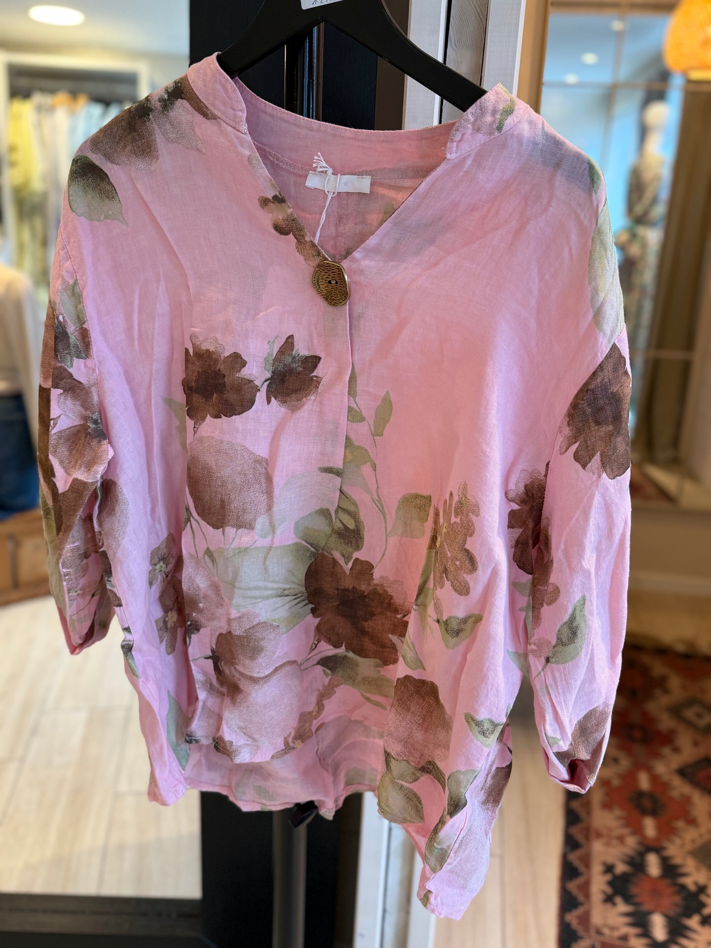 Lin blouse-pink