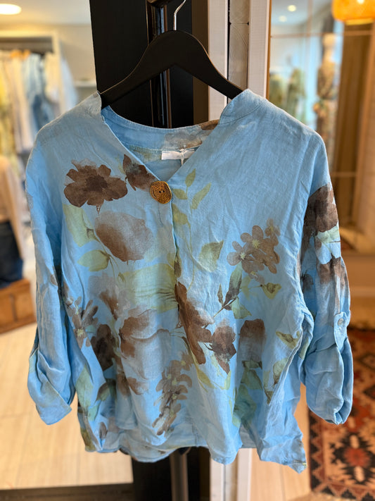Lin blouse- blue