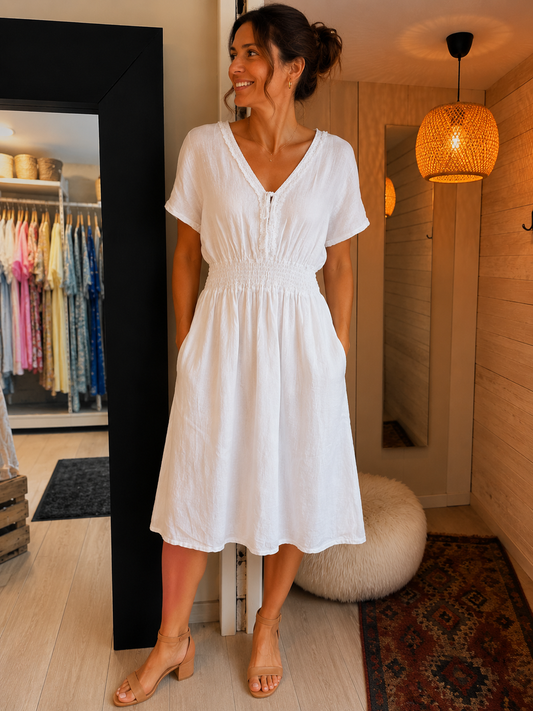Lin dress - med strikk
