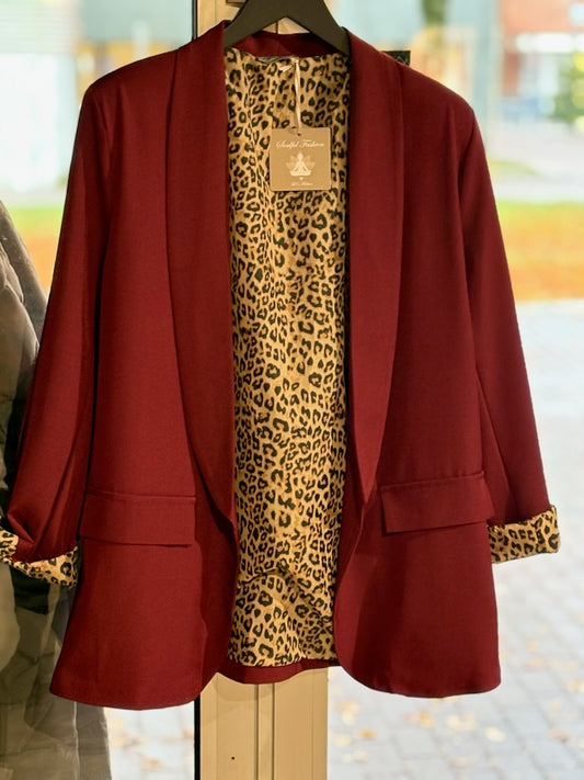 Dressjakke- leopard rød