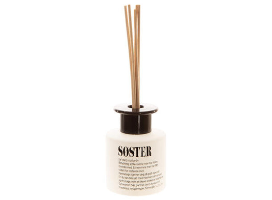 Duftolje matt hvit glass 7x7cm Søster 100ml m/6 pinner 15 % duft lotus