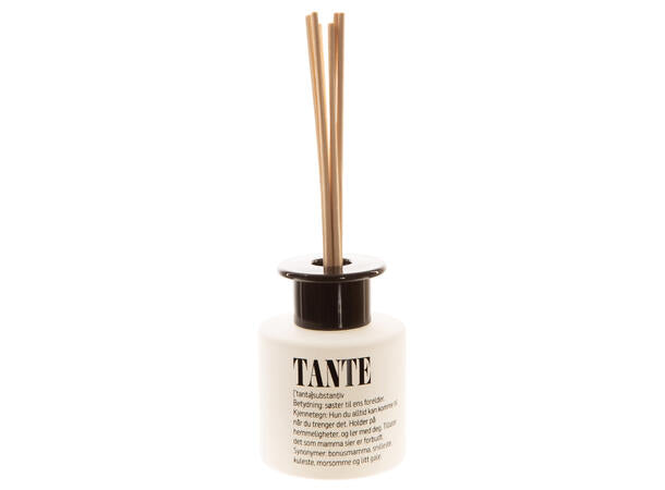 Duftolje matt hvit glass 7x7cm Tante 100ml m/6 pinner 15 % duft lotus