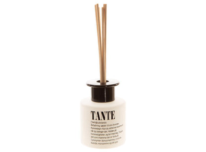Duftolje matt hvit glass 7x7cm Tante 100ml m/6 pinner 15 % duft lotus
