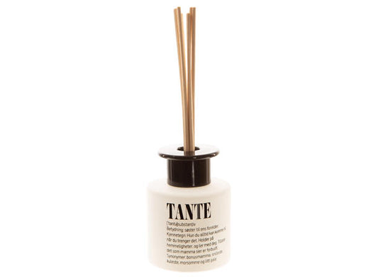 Duftolje matt hvit glass 7x7cm Tante 100ml m/6 pinner 15 % duft lotus