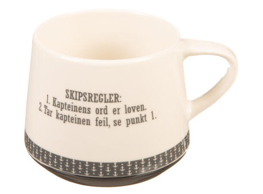 Krus Skipsregler 1 og 2...hvit/blå 275ml 270g D:8/9,5cm H:7,5cm