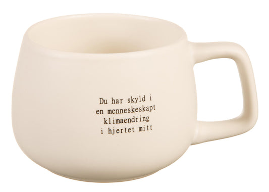 Krus hvit m/sort Klimaendring Tjomlid 300ml 200g D:8 H:6,8cm