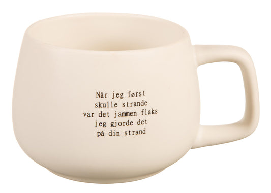 Krus hvit m/sort Strand...strand Tjomlid 300ml 200g D:8 H:6,8cm