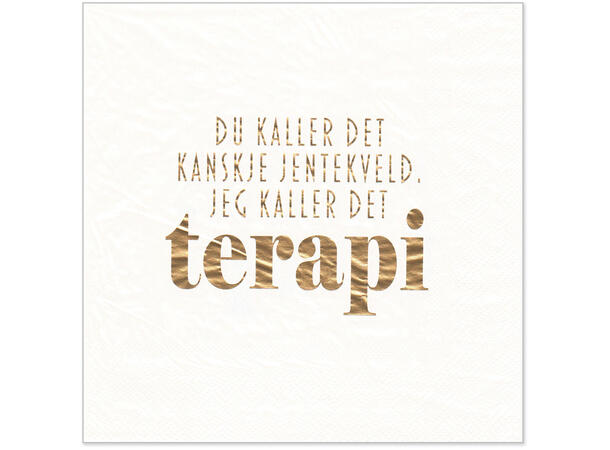 Serviett Terapi Hvit bladgull Lunsjserviett 20 stk 3-lags 33x33cm