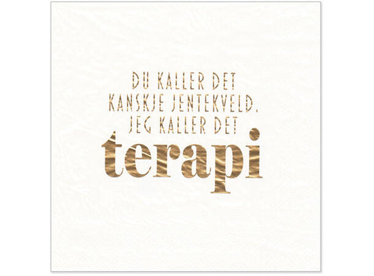 Serviett Terapi Hvit bladgull Lunsjserviett 20 stk 3-lags 33x33cm