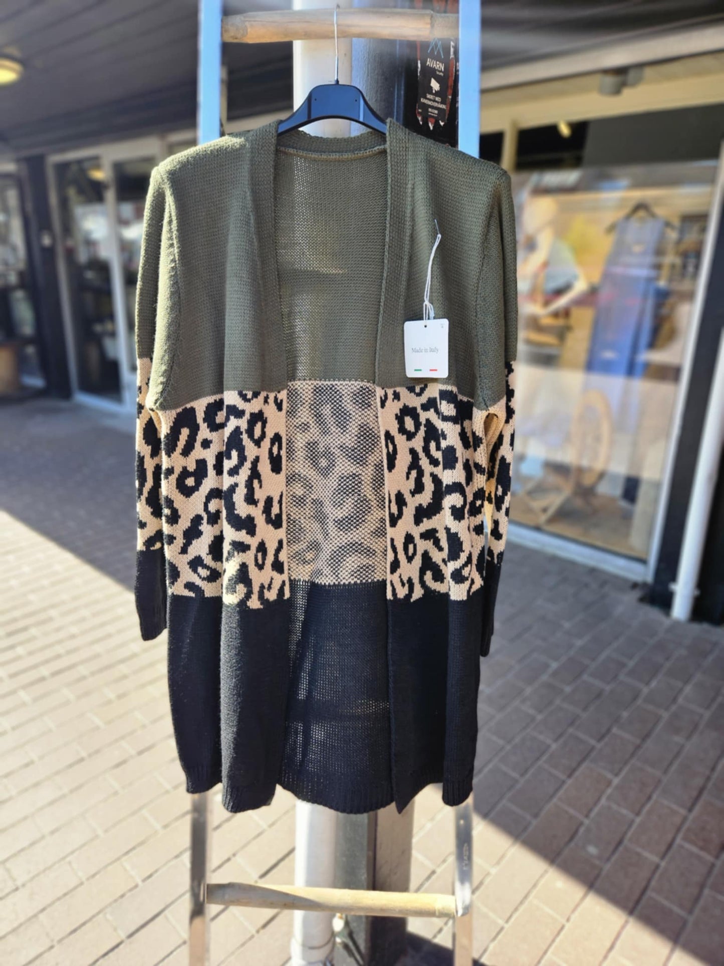 Leopard Knit Cardigan grønn/sort