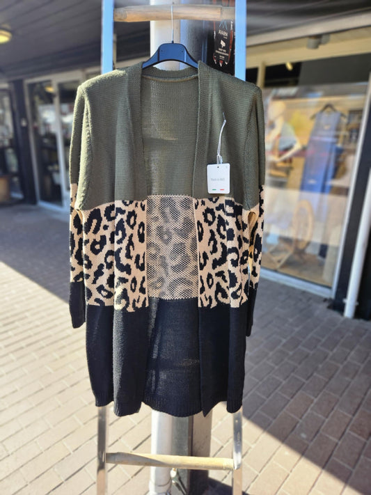 Leopard Knit Cardigan grønn/sort